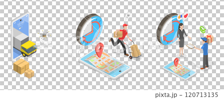 3D Isometric Flat  Illustration of Logistics And Delivery, Freights Transportation 120713135