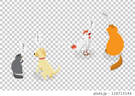 3D Isometric Flat Set of Thinking Animals, Cat and Dog with Bubbles 3D Isometric Flat Set of Thinking Animals, Cat and Dog with Bubbles 120713144