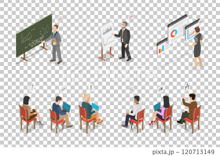 3D Isometric Flat  Illustration of Lecture Or Seminar , Students in Audience 120713149