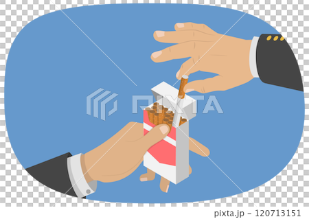 3D Isometric Flat  Illustration of Bad Habits, Side Effects of Smoking 120713151