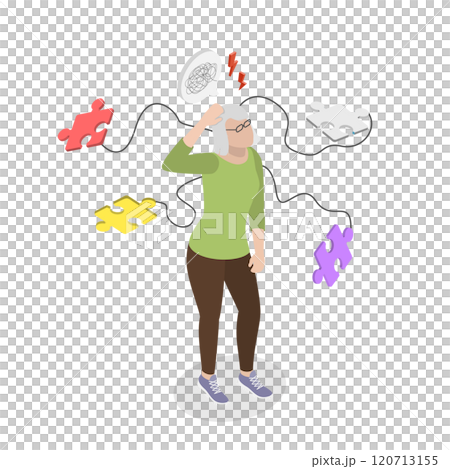 3D Isometric Flat  Illustration of Alzheimer Disease, Understanding and Coping with the Illness 120713155