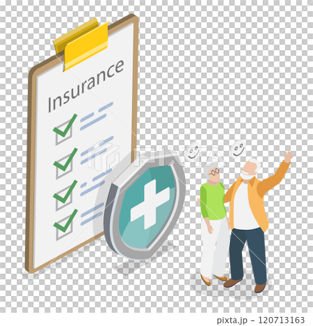 3D Isometric Flat Illustration of Insurance Planning For Elderly , Life and Accident Coverage 3D Isometric Flat Illustration of Insurance Planning For Elderly , Life and Accident Coverage 120713163