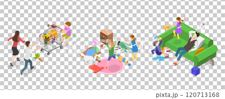 3D Isometric Flat  Illustration of Hyperactive Children , ADHD Signs and Symptoms 120713168