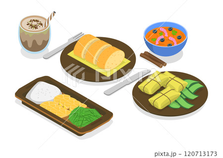 3D Isometric Flat  Illustration of Traditional Brazilian Cuisine, Delicious Latin American Food 120713173