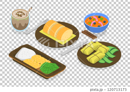 3D Isometric Flat  Illustration of Traditional Brazilian Cuisine, Delicious Latin American Food 120713173