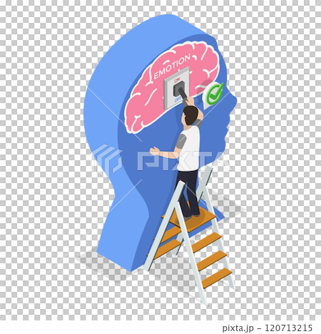 3D Isometric Flat Illustration of Emotional Intelligence, Emotion Switch on Human Head 3D Isometric Flat Illustration of Emotional Intelligence, Emotion Switch on Human Head 120713215