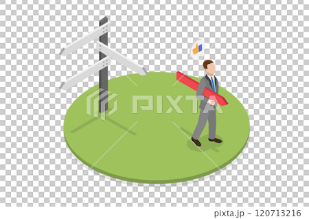 3D Isometric Flat Illustration of Business Decision Making, Career Path, Job Search or Opportunity 3D Isometric Flat Illustration of Business Decision Making, Career Path, Job Search or Opportunity 120713216