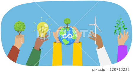 3D Isometric Flat  Illustration of Climate Change, Eco, Green, Environment Friendly 120713222