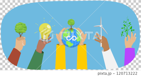 3D Isometric Flat  Illustration of Climate Change, Eco, Green, Environment Friendly 120713222