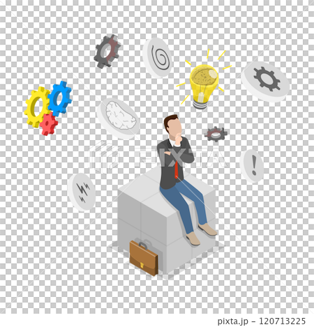 3D Isometric Flat  Illustration of Brainstorming, Decision Making, Choosing 3D Isometric Flat  Illustration of Brainstorming, Decision Making, Choosing 120713225