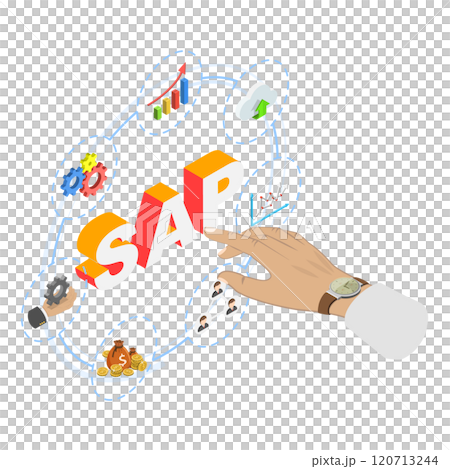 3D Isometric Flat Illustration of SAP, System Software for Enterprise Resource Planning 3D Isometric Flat Illustration of SAP, System Software for Enterprise Resource Planning 120713244