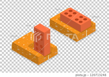 3D Isometric Flat  Illustration of Surface Area Pressure, Physical Experiment 120713248