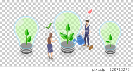 3D Isometric Flat  Illustration of Sustainable Innovation , Business Ideas for Sustainability 120713273