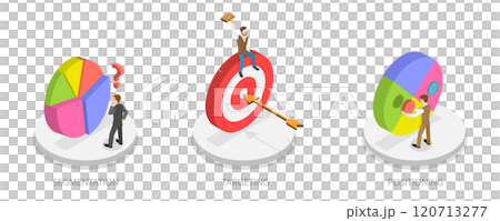 3D Isometric Flat  Illustration of STP Marketing, Three-step Framework 120713277