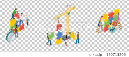 3D Isometric Flat  Illustration of Business Cooperation, Partnership for Collaborative Projects 120713296