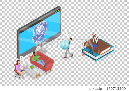 3D Isometric Flat  Illustration of Psychotherapy Practice, Psychiatrist Consults Patient 120713300