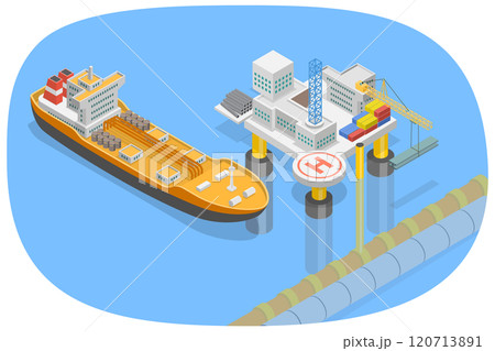 3D Isometric Flat Illustration of Drilling Rig, Petrochemical Industry 3D Isometric Flat Illustration of Drilling Rig, Petrochemical Industry 120713891