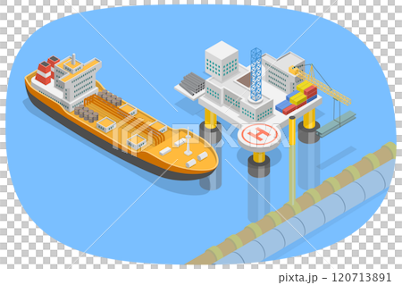 3D Isometric Flat Illustration of Drilling Rig, Petrochemical Industry 3D Isometric Flat Illustration of Drilling Rig, Petrochemical Industry 120713891