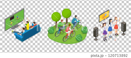 3D Isometric Flat Illustration of Friends Time Together, Having Fun at Office Party 3D Isometric Flat Illustration of Friends Time Together, Having Fun at Office Party 120713892