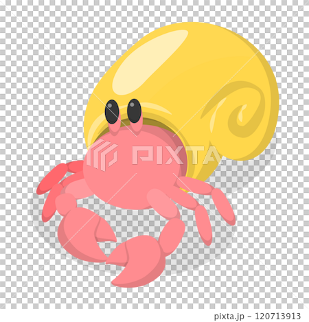 3D Isometric Flat  Illustration of Hermit Crab, Underwater Crustacean Character 120713913