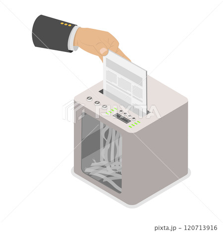 3D Isometric Flat  Illustration of Paper Shredder Machine, Information Protection 3D Isometric Flat  Illustration of Paper Shredder Machine, Information Protection 120713916