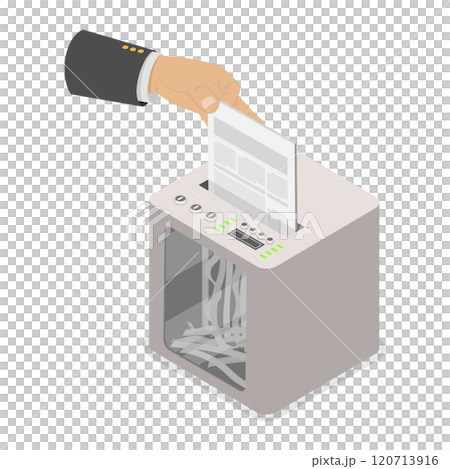 3D Isometric Flat  Illustration of Paper Shredder Machine, Information Protection 3D Isometric Flat  Illustration of Paper Shredder Machine, Information Protection 120713916