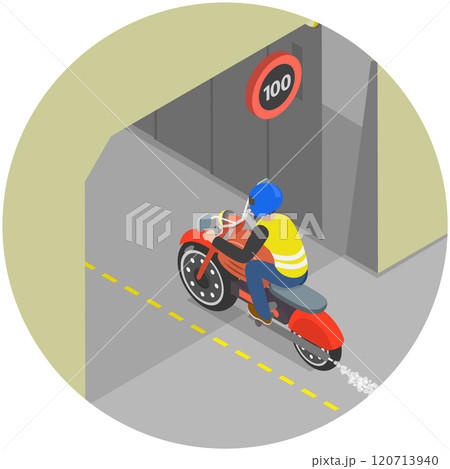 3D Isometric Flat Illustration of Driving Motorcycle, Safe Motobike Riding 3D Isometric Flat Illustration of Driving Motorcycle, Safe Motobike Riding 120713940