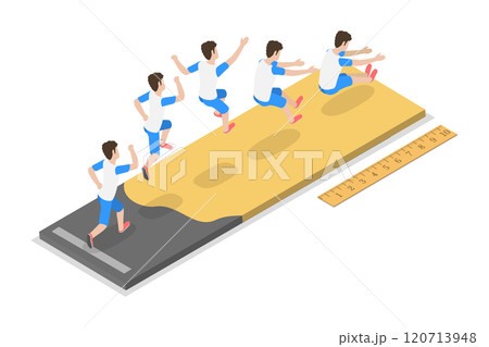 3D Isometric Flat  Illustration of Long Jump, Athletic Competition 120713948