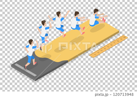 3D Isometric Flat  Illustration of Long Jump, Athletic Competition 120713948