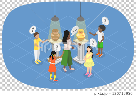 3D Isometric Flat Illustration of Group Of Curious Kids in Gallery or Museum, Children at Excursion 3D Isometric Flat Illustration of Group Of Curious Kids in Gallery or Museum, Children at Excursion 120713956