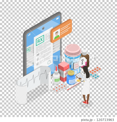 3D Isometric Flat  Illustration of Doctor Pharmacist, Healthcare Professional, Expertise in Medicine 120713963