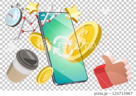 3D Illustration of Currenccy Exchange App, Money Conversion 3D Illustration of Currenccy Exchange App, Money Conversion 120713967