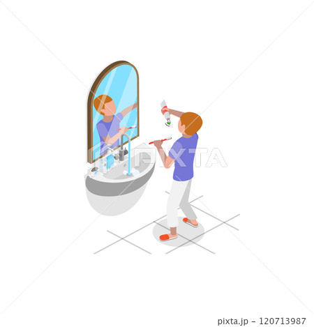3D Isometric Flat Illustration of Schoolchild Daily Routine. Item 7 3D Isometric Flat Illustration of Schoolchild Daily Routine. Item 7 120713987