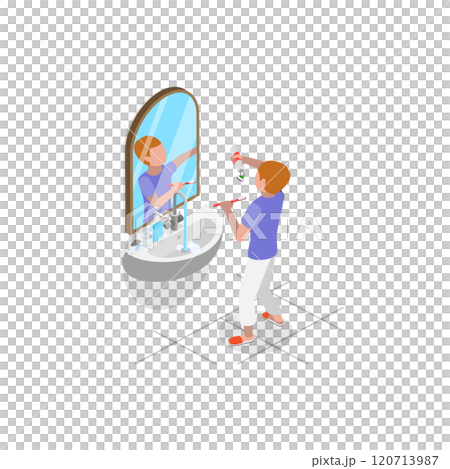 3D Isometric Flat Illustration of Schoolchild Daily Routine. Item 7 3D Isometric Flat Illustration of Schoolchild Daily Routine. Item 7 120713987