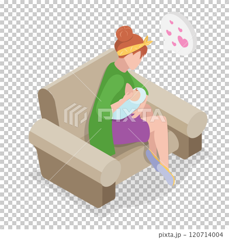 3D Isometric Flat  Illustration of Breastfeeding Positions. Item 1 120714004