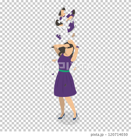3D Isometric Flat  Illustration of Inner Conflict. Item 2 120714030