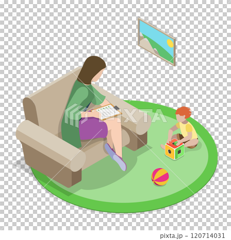 3D Isometric Flat  Set of Psychotherapy Session Scenes. Item 8 120714031