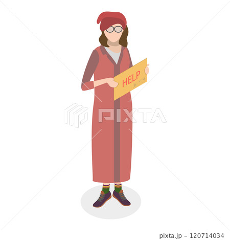 3D Isometric Flat Set of Homeless People. Item 3 3D Isometric Flat Set of Homeless People. Item 3 120714034