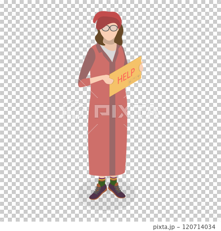 3D Isometric Flat  Set of Homeless People. Item 3 120714034