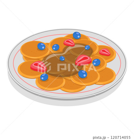 3D Isometric Flat  Set of Pancakes. Item 1 120714055