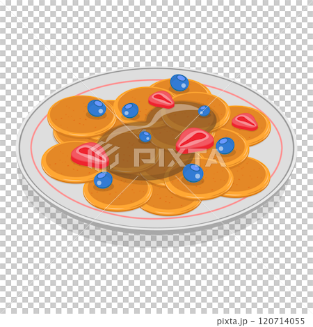 3D Isometric Flat  Set of Pancakes. Item 1 120714055
