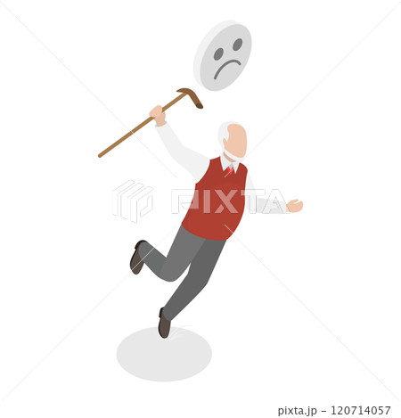 3D Isometric Flat  Illustration of Old People Stumble. Item 3 120714057