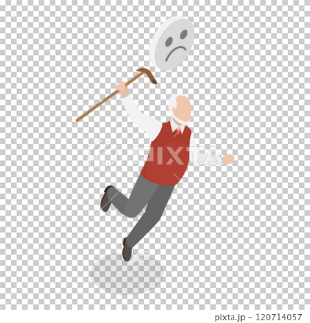 3D Isometric Flat  Illustration of Old People Stumble. Item 3 120714057