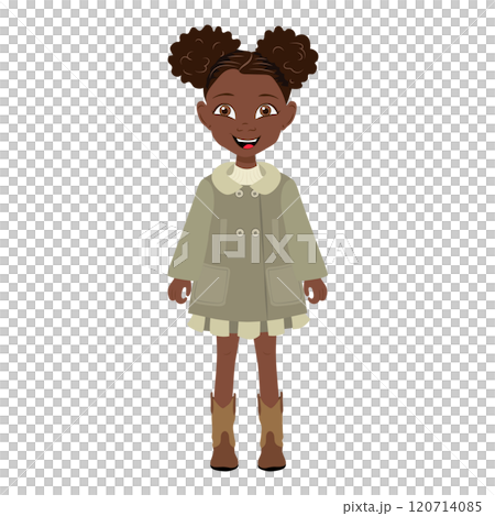 Flat Illustration of Cute African American Kid Girl Wearing a Coat and Boots. Item 5 Flat Illustration of Cute African American Kid Girl Wearing a Coat and Boots. Item 5 120714085