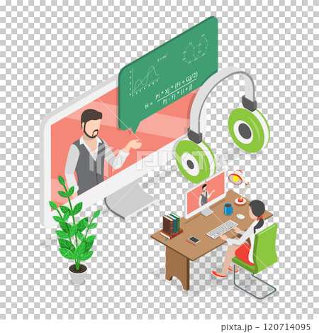 3D Isometric Flat  Illustration of Hybrid or Blended Learning. Item 2 120714095