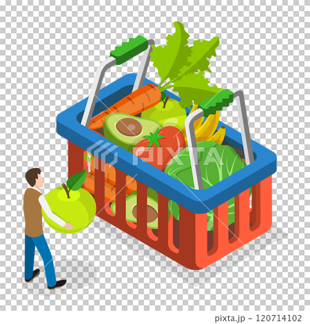 3D Isometric Flat Illustration of Vegetables Buying. Item 2 3D Isometric Flat Illustration of Vegetables Buying. Item 2 120714102