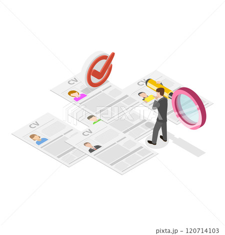 3D Isometric Flat Illustration of Hiring Process Set. Item 3 3D Isometric Flat Illustration of Hiring Process Set. Item 3 120714103
