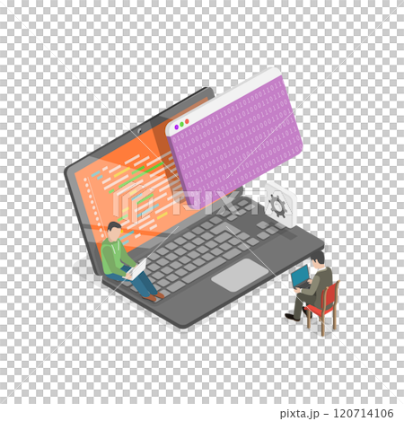 3D Isometric Flat  Illustration of Software Development and Integration. Item 1 120714106