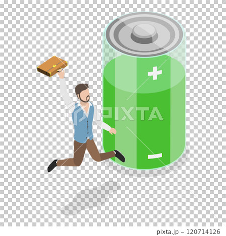 3D Isometric Flat Illustration of Energetic And Tired Businessman. Item 2 3D Isometric Flat Illustration of Energetic And Tired Businessman. Item 2 120714126