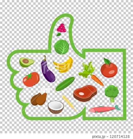 3D Isometric Flat  Illustration of Healthy Vs Junk Food. Item 1 120714128